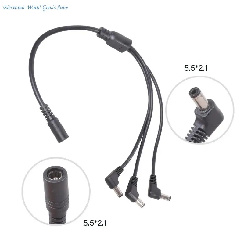 A3PD 5.5x2.1mm DC5521 Y Splitter Cable Female to 2/3/4 Male Elbow Power Extension