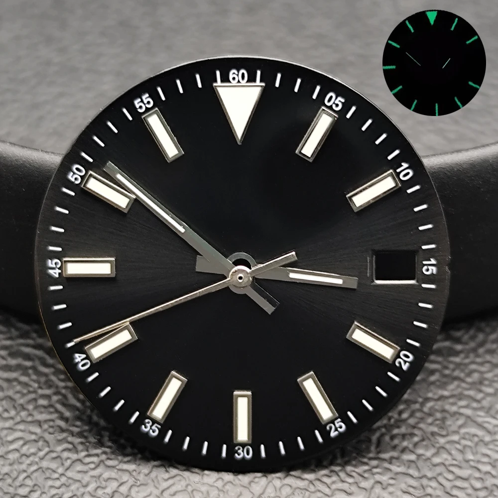 28.5mm Dial Green Luminous NH35 Dial Fit for NH35 NH36 Movement Watch Accessories Replaceable Watch Parts NH35 Silver Hands Dial image 5
