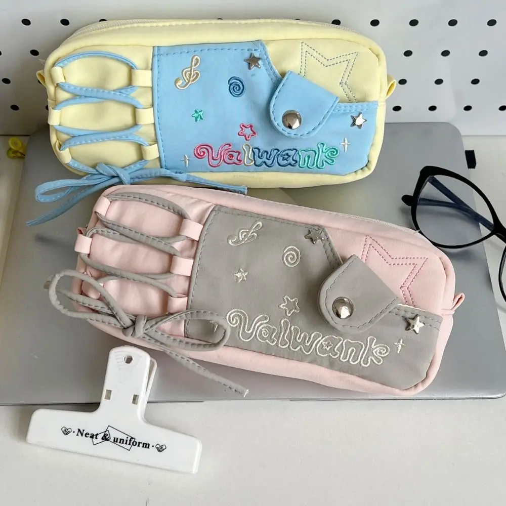 

Portable Drawstring Design Pen Bag Large Capacity Zipper Pencil Case Multifunctional Stationery Organizer Gift