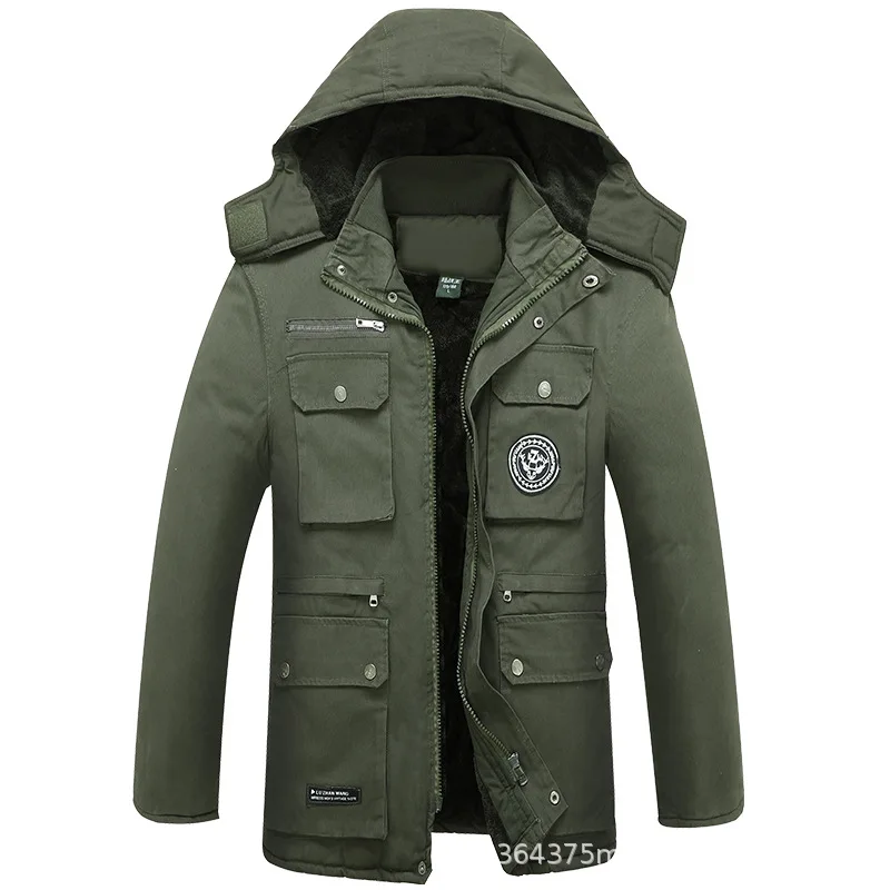 Thick Fleece Lined Camo Cotton Coat Men Winter Wear Resistant Welding Labor Protective Jacket Windproof Cold Resistant Loose