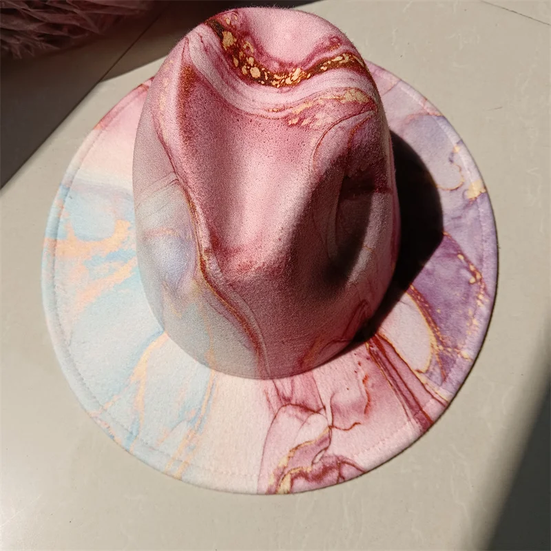 Tie Dye Wholesale Fedora New 3D Graffiti Features Jazz Hats 50 Styles Panama Men and Women Fedora gorras шляпаженская