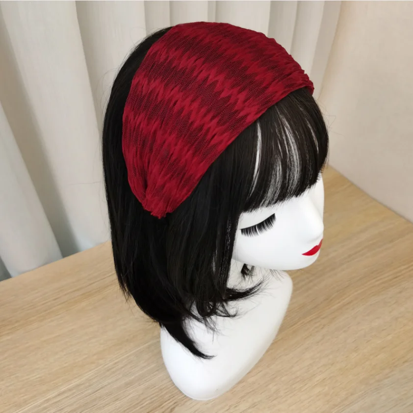 Breites Haarband für Damen, Plissierter Netzstoff-Haarreif, Eleganter Rutschfester Turban-Haarreif, Haaraccessoires für den Alltag im Büro – Detail 9