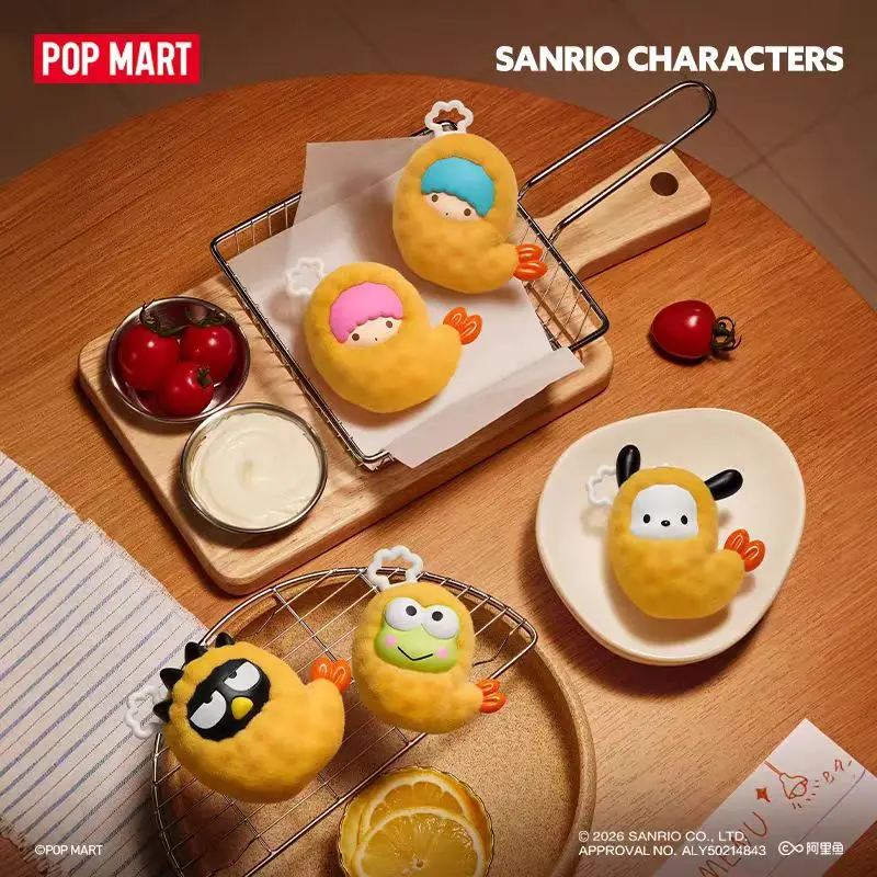 POP MART Pop Bean Sanrio Characters Fried Shrimp Series Mini Genuine Mystery Box Blind Box Guess Bag Toys Doll Cute Desktop