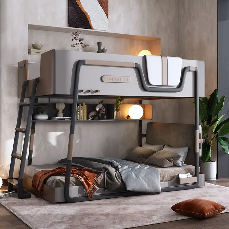 

Upper and lower bunk double-layer children's bed boy solid wood two-child parent-child small apartment with the same width