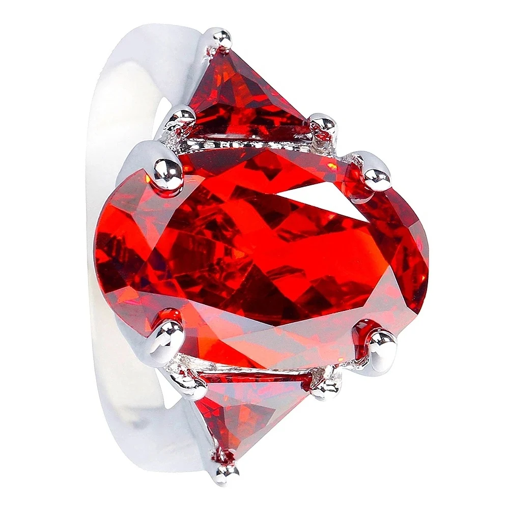 10*14mm Red Garnet 925 Sterling Silver Ring Q0321-R1