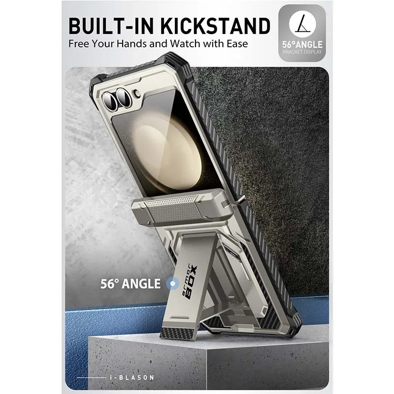 I-BLASON For Samsung Galaxy Z Flip 7 FE/6/5 Case Armorbox Pełna ochrona Wojskowe etui na telefon z osłoną ekranu i stojakiem — zdjęcie produktu 4