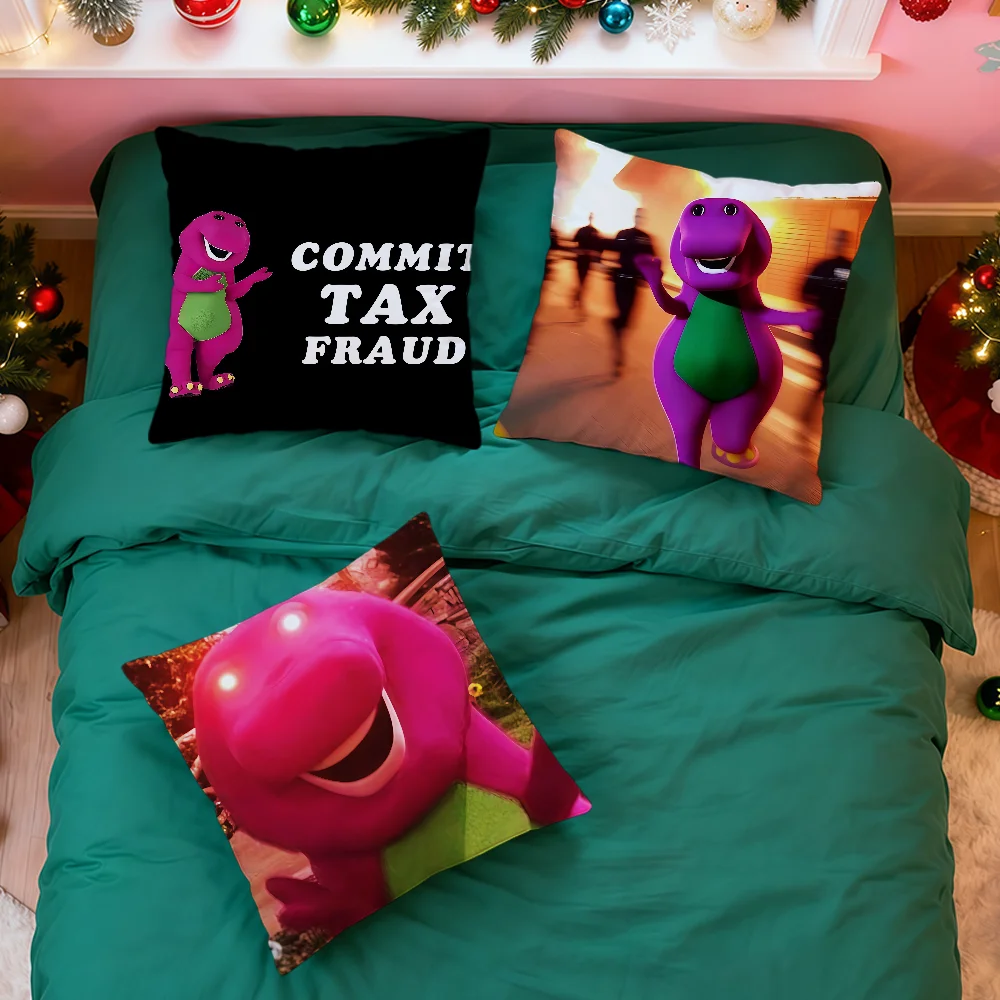 Мультяшное искусство слов, фиолетовый динозавр, забавный мем B-barney, мягкая удобная наволочка, диван, гостиная, домашний декор, защитный чехол