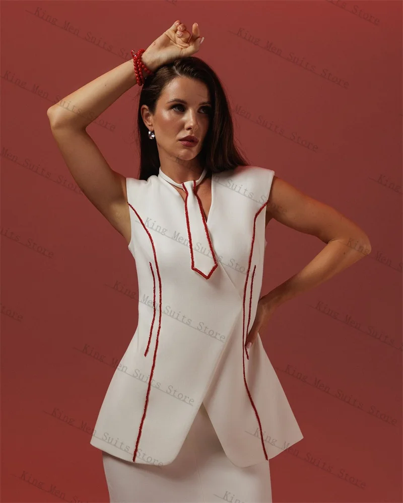 

Luxury Crystals Women Suit Skirt Set 2 Piece Vest Prom Dress Customized Autumn Formal Guest Wedding Tuxedos Party Coat(No Tie)