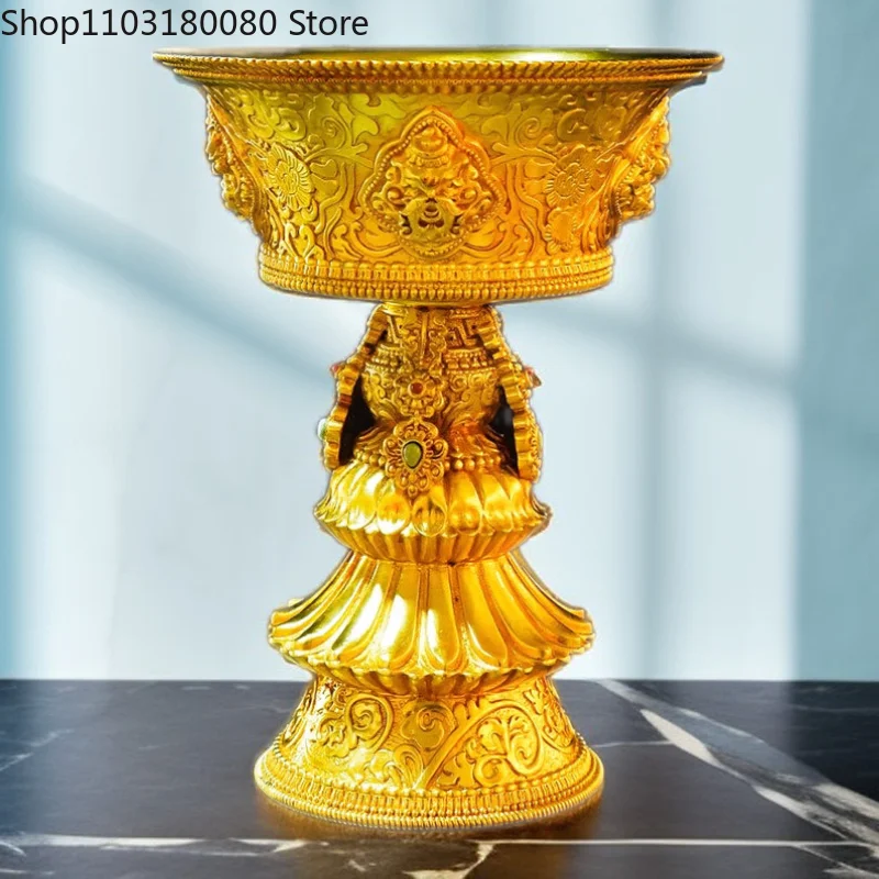 Copper gilding Butter lamp candle holder Tibet Multifunction Eight auspicious candleholder candlestick Large 28cm,20cm,15cm