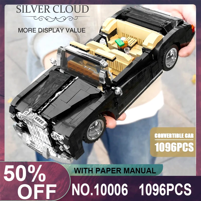 

MOULD KING 10006 MOC Technical The 1964 RR Sliver Cloud Car Model Building Blocks Bricks Puzzle Toys Christmas Gifts For Kids