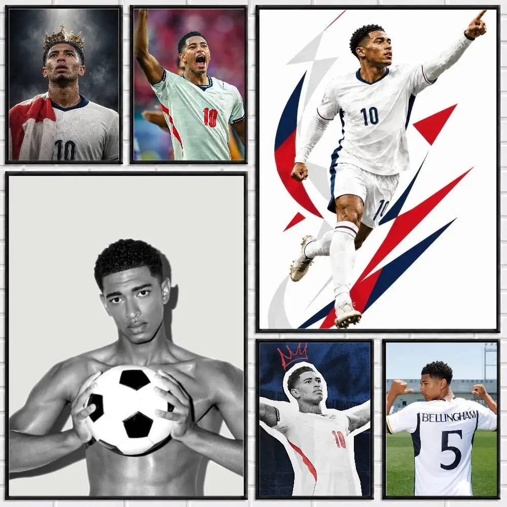 Football j-Jude B-Bellingham Poster Versatile HD Waterproof Wall Art Self-Adhesive Decor for Any Space Ideal Gift