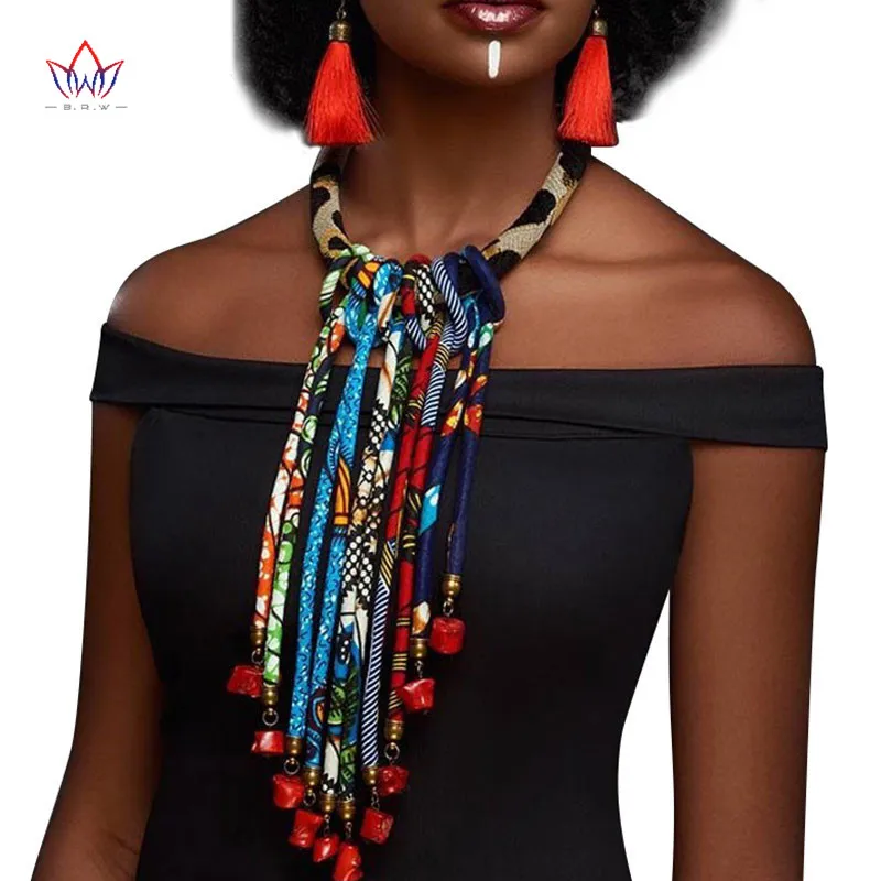 2022 African Print Necklace Ankara Print Necklace African Ethnic Handmade Jewellery African Fabric Jewellery For Women SP012