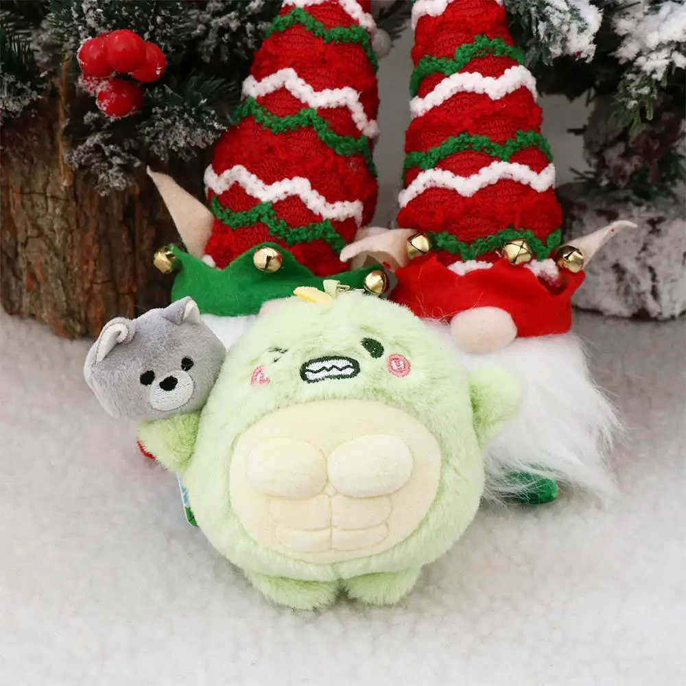 Porte-clés dinosaure vert portant un loup en peluche, pendentif beurre, mignon et drôle, Kawaii