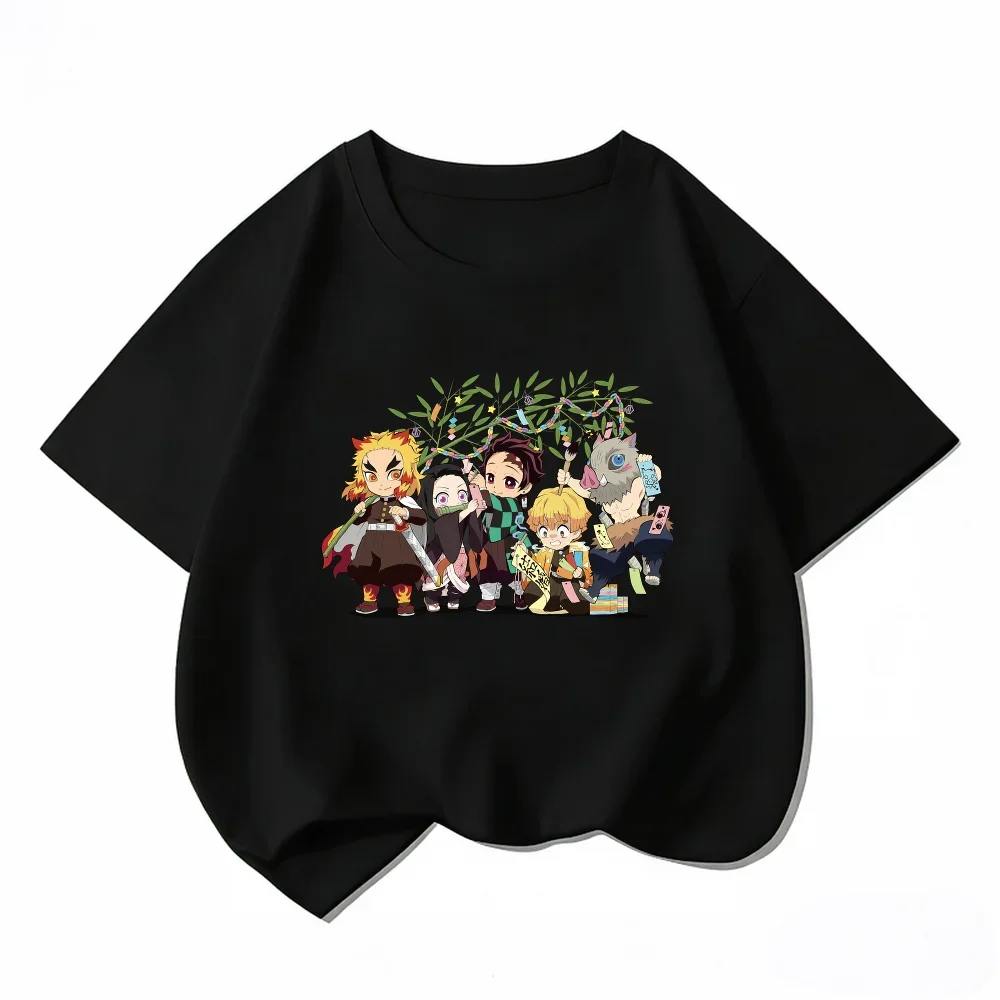 Demon Slayer Q‑Version Group Anime Kids Boys Girls Printed T‑Shirt Casual Short Sleeve Tee Children Summer Daily Streetwear Tops