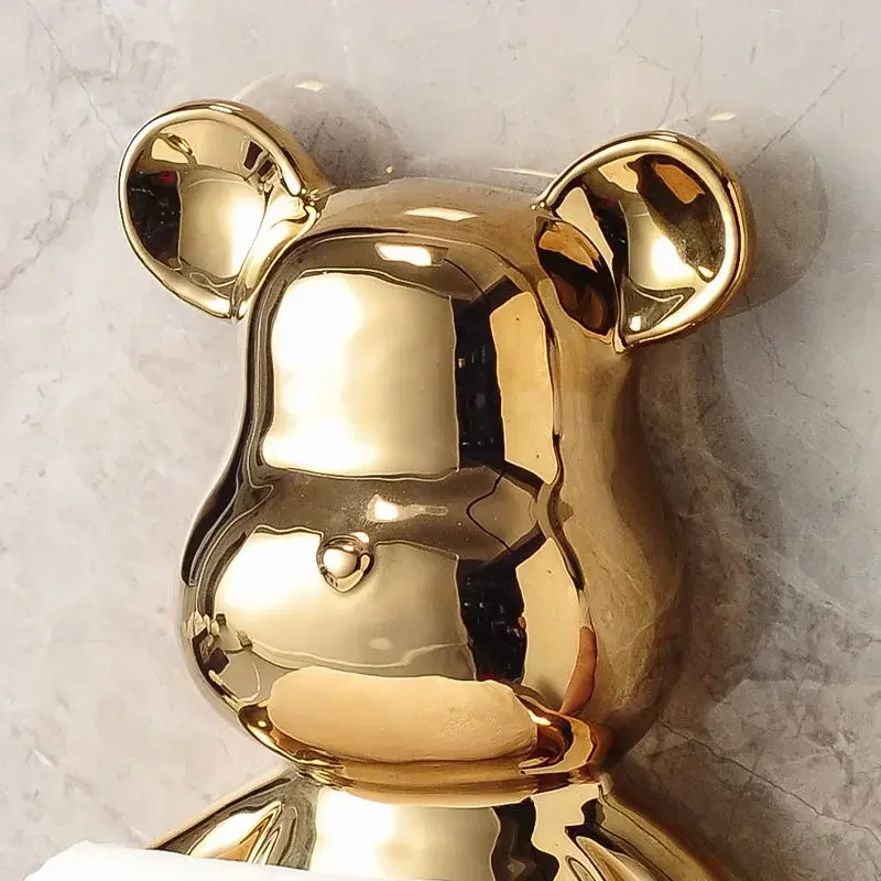 Luxury Bear Roll Paper Holder Household Toilet Face Towel Toilet Hanging Wall Waterproof Storage Tissue Box