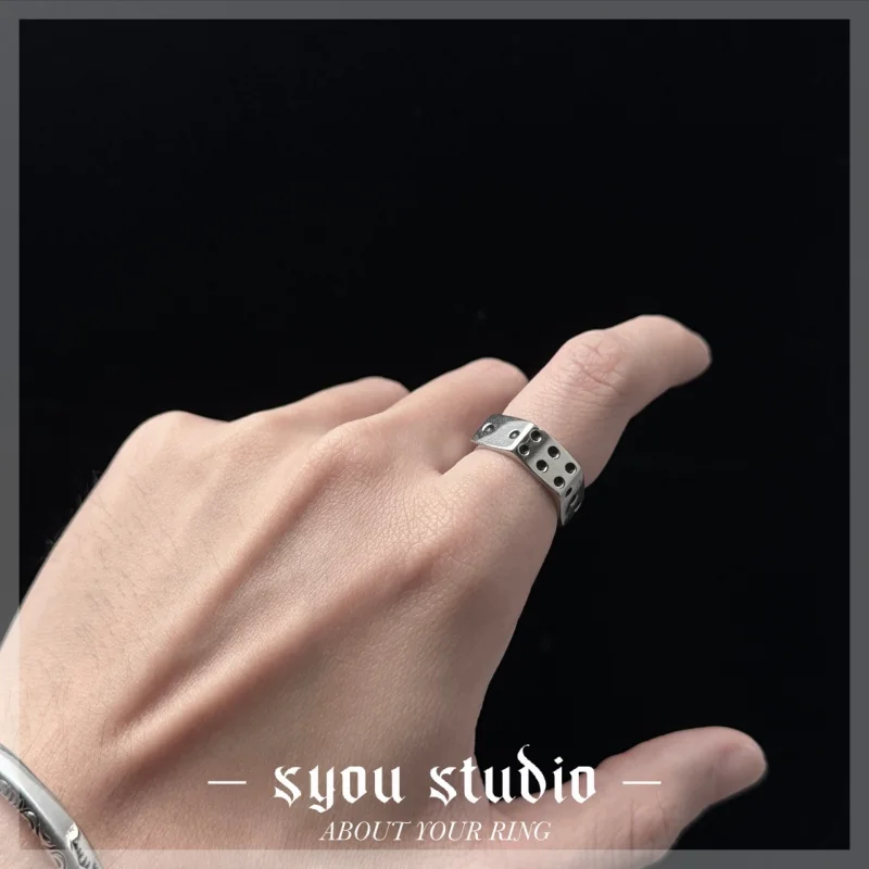 New Lucky Dice Fashion Stainless Steel Ring Gift For Women Geometry Men Gothic Punk Retro Accessories Jewelry Party Wholesale