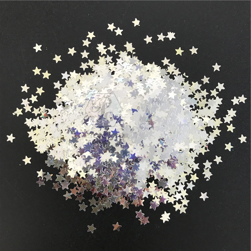 PrettyG 1 Box 3-5mm Star Shape Mirror Silver Shaped Glitter Quicksand Manicure Nail  Artifact Decoration Raft Accessories JMY