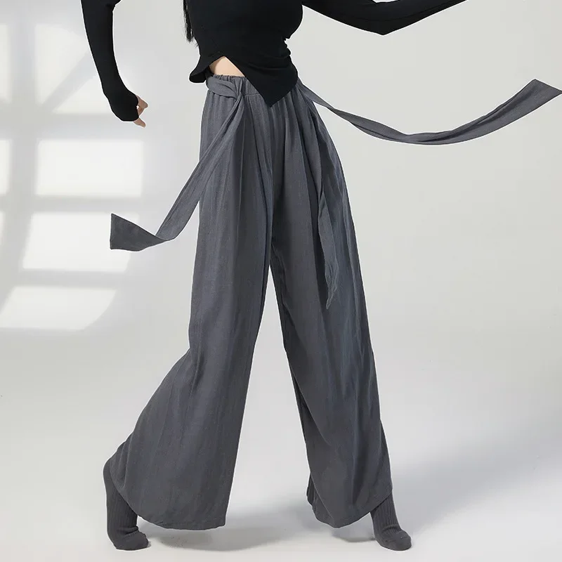 Pantaloni larghi da donna a gamba larga pantaloni da danza classica abiti per la pratica della danza cinese abbigliamento per l'allenamento del corpo