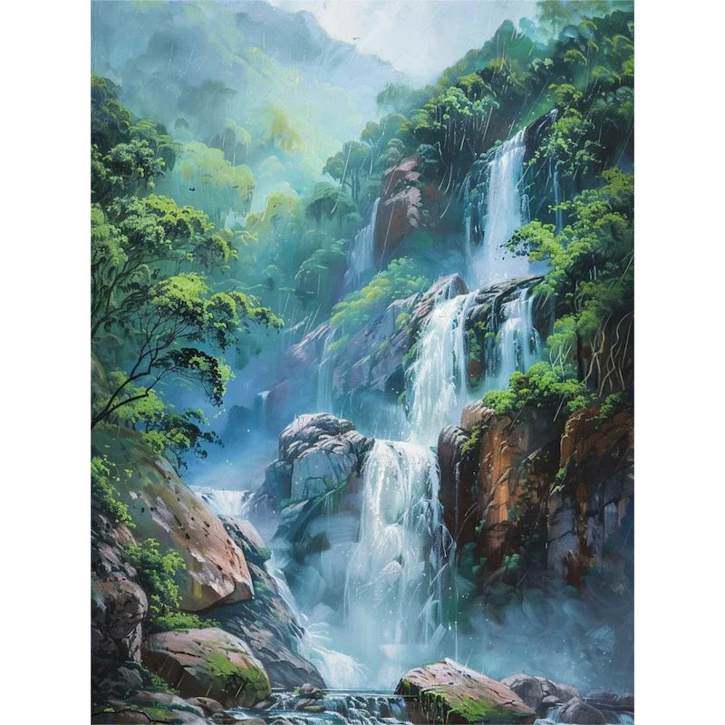 

Алмазная картина Nabi, лесной водопад, пейзаж, вышивка крестиком, мозаика, картина из акриловой вышивки, домашний декор
