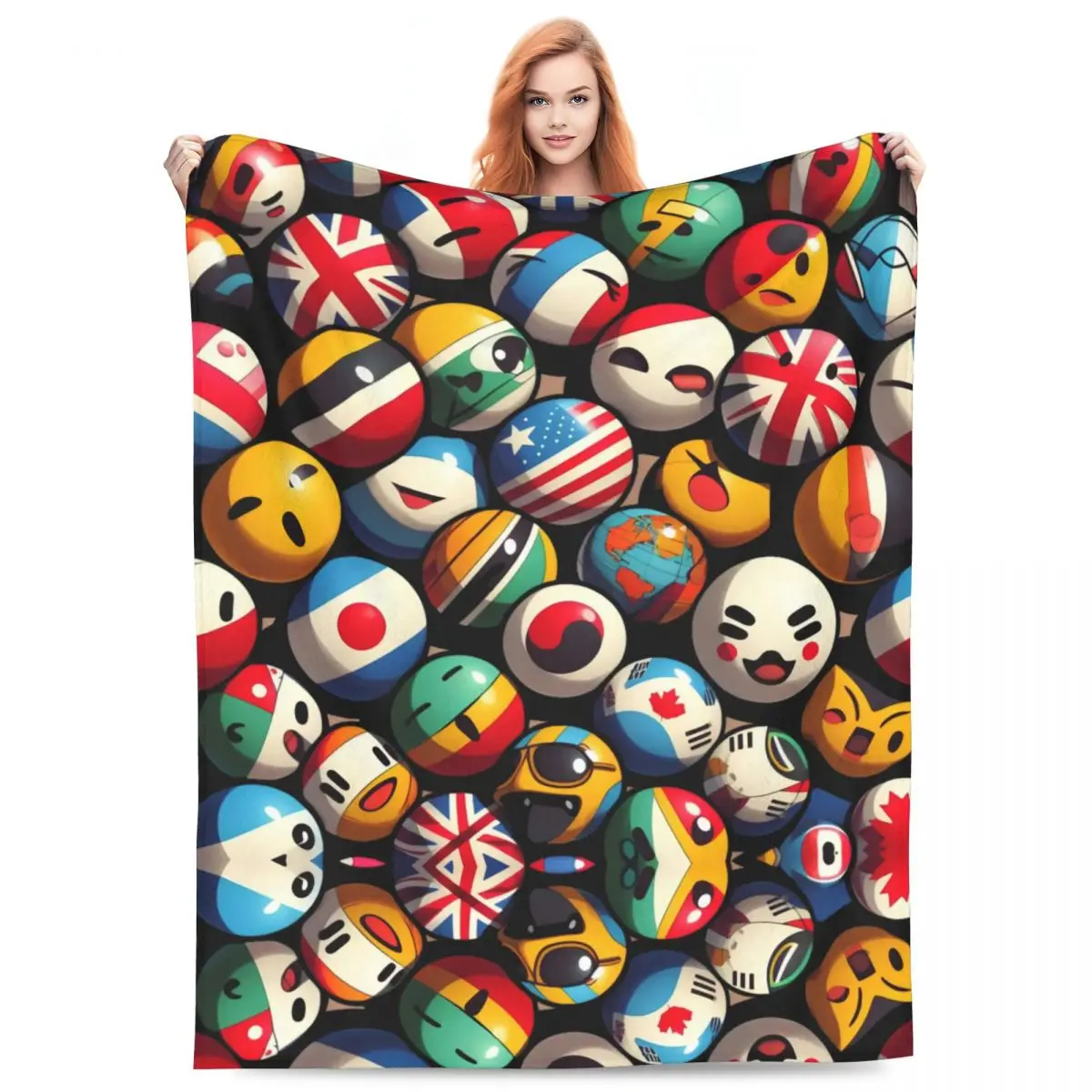 

Countryball Blanket Fleece Cozy Lightweight Thin Throw Blanket for Bedroom Quilt