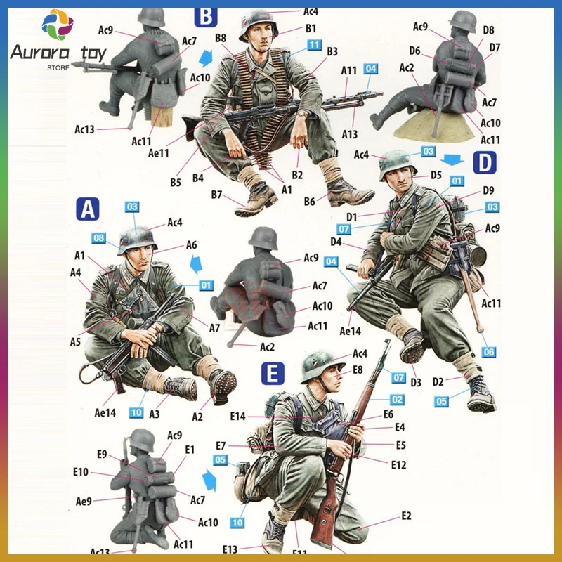 

Classic 3g Miniart 35484 1/35 Scale Unassembled Plastic Figure Model Kit German Panzergrenadier Set For Military Fans Display