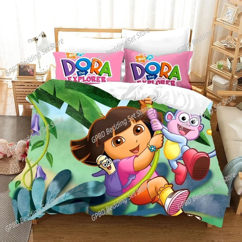 

Explorer Cartoon D-doras Bedding Set Duvet Cover Bed Set Quilt Cover Pillowcase Comforter king Queen Size Boys Adult Bedding Set