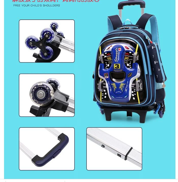 Schooltas Met Wielen Kids Rollende Rugzak Voor Jongens Trolley Bagage Schooltas Trolley Schooltas Wielen Rugzak