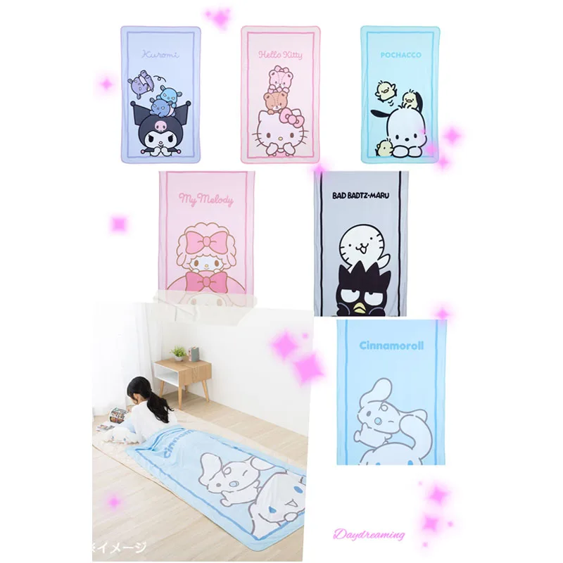 

95*160Cm Original Sanrio Folding Collection Lounge Blanket Kitty Melody Cinnamoroll Pochacco Badbadtz Throw Shawl Cover Blanket