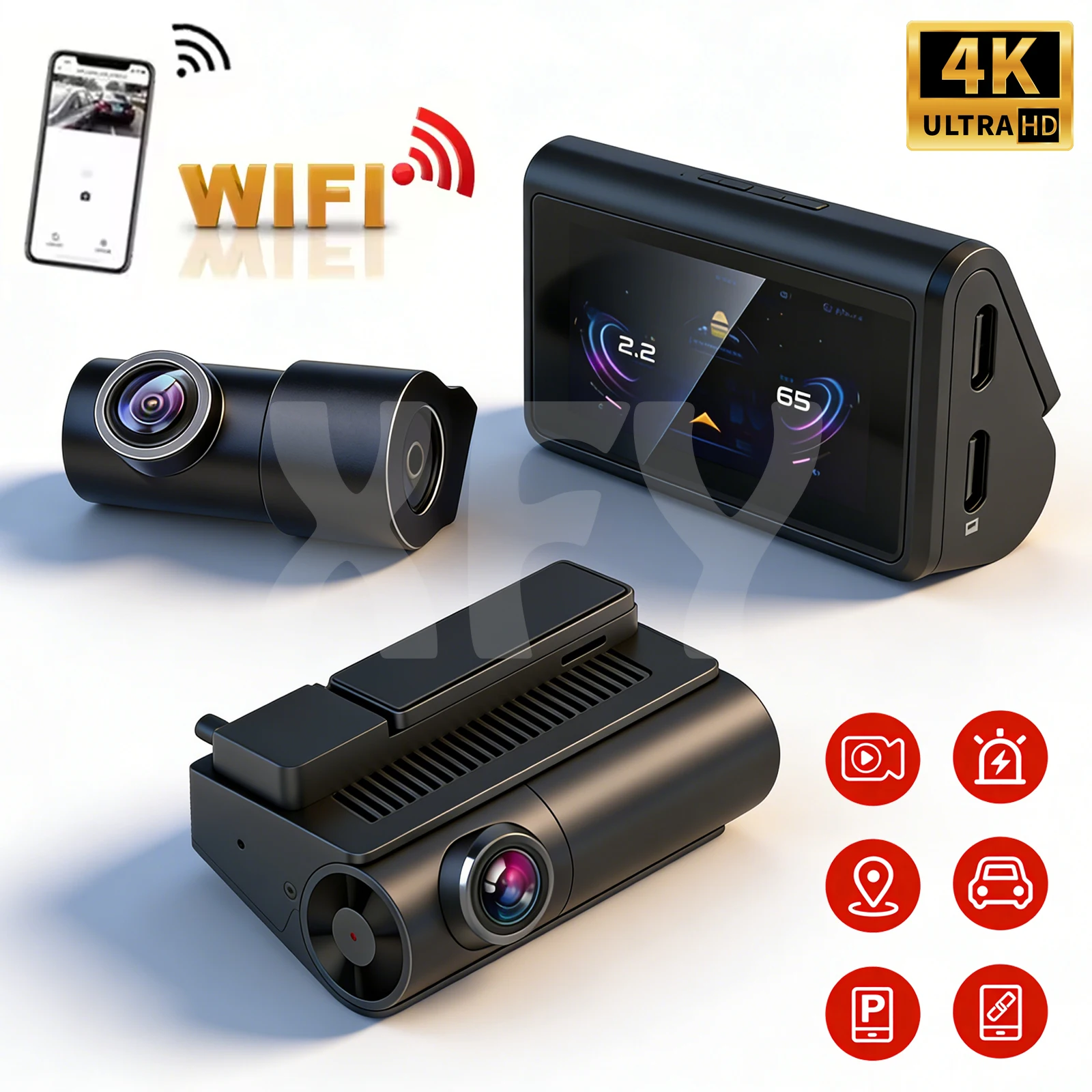 

2026 New XFY Dashcam For Sony Y8 4K UHD 3"IPS Display Built-in GPS ADAS Dual-channel Car DVR Wi-Fi 24H Parking Monitor Dashcam