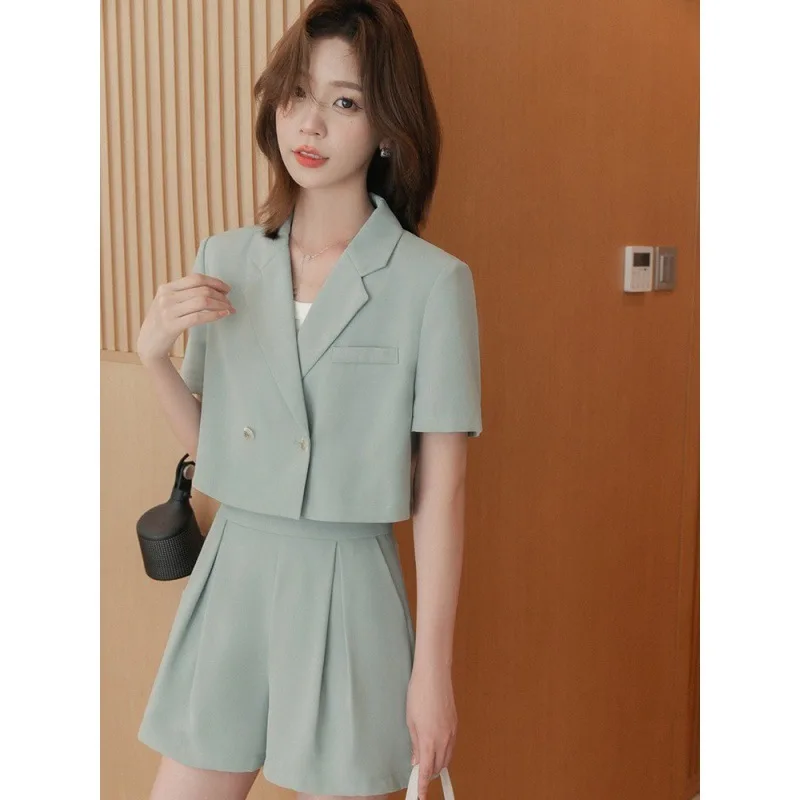 Small Blazer High Waist Loose Culottes Women's Two-piece Set 2024 New Belly Cover and Thin Set Two-piece Set