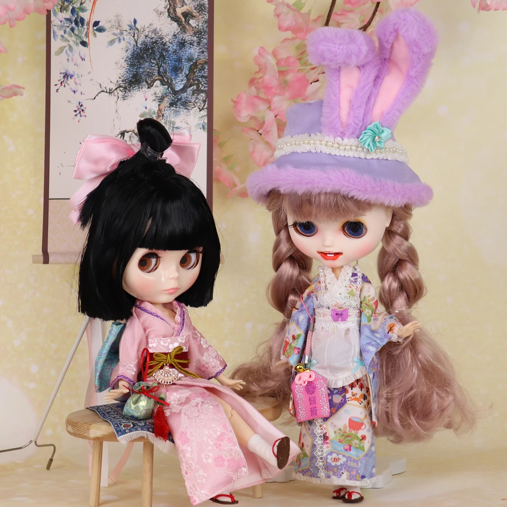 Outfits For ICY DBS Blyth Dolls Kimono With Shoes National Suit 1/6 BJD Ob24 Anime Girl