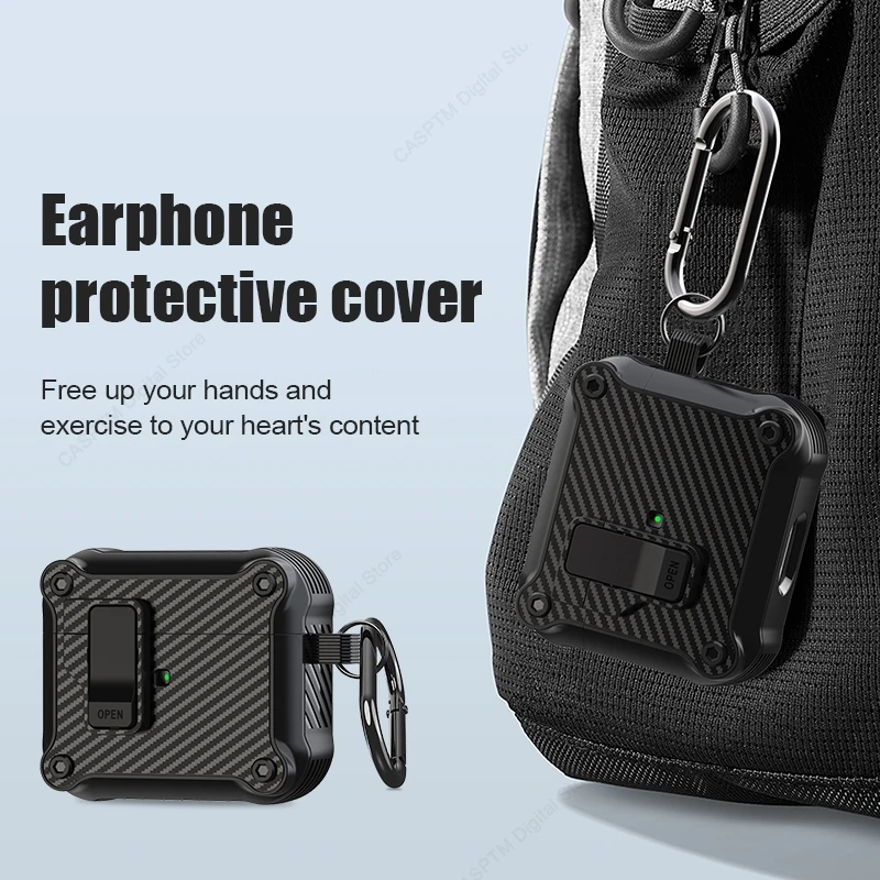 For AirPods Pro 2 2nd Case Secure Lock Carbon Fiber Cover For AirPods Pro2 Pro 2 3 Cases For AirPods 3 2 1 air pods pro Fundas