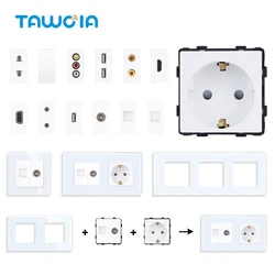 TAWOIA White DIY TV Satellite USB Phone Charge Type-C Socket PC RJ45 Jack CAT6 TEL HDMI VGA auricolare presa a 2pin 1Gang Switch