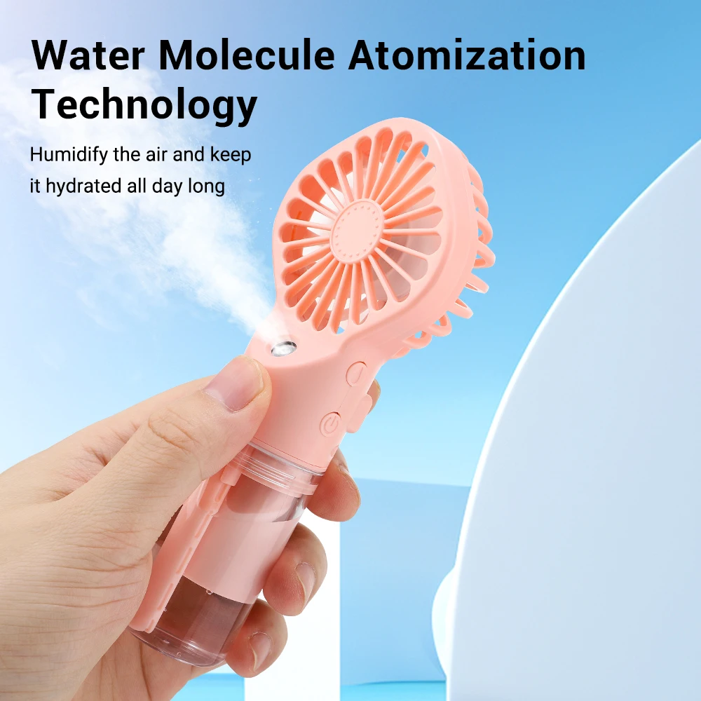 2 in 1 Handheld Fan 4-Speed Water Spray Mist Fan Outdoor Mini Spray Fan Summer Cooling  Artifact USB Charging Summer Supplies