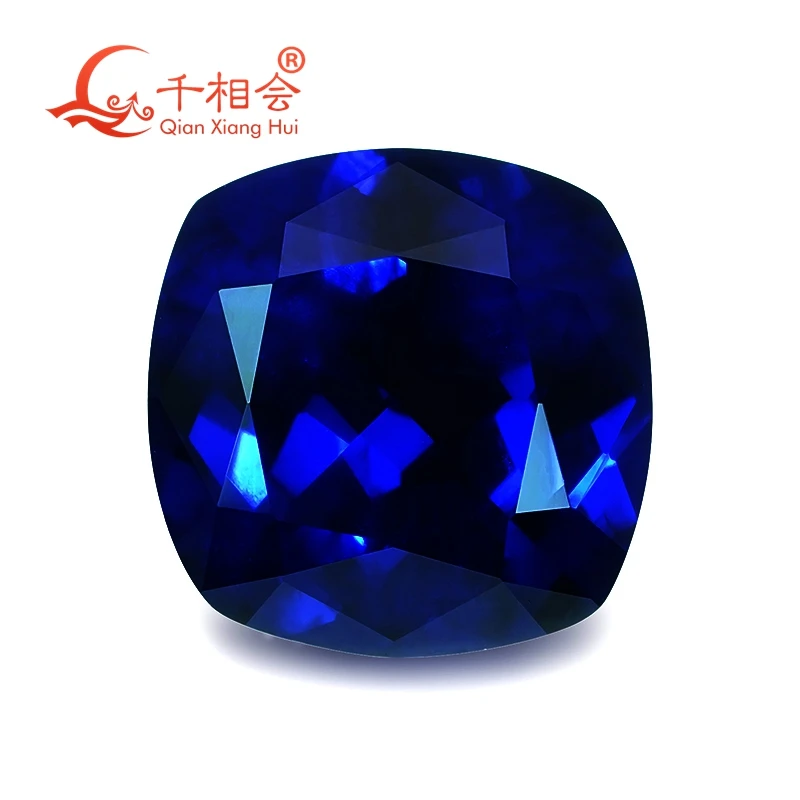 8*8mm Cushion shape royal blue color Yttrium Aluminum Garnet Cultivated Tsavorite with inclusions artificial gem stone