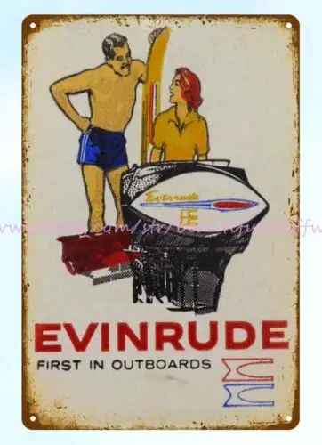 nostalgic plaque Evinrude Outboards Manor Marine Pelham N.Y. metal tin sign