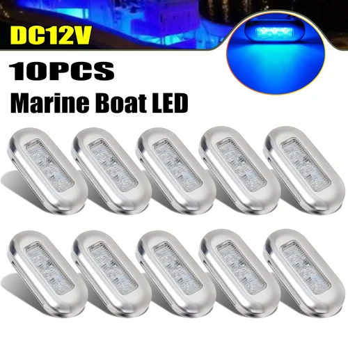 10 Uds 12V yate barco marino montaje empotrado lente transparente LED lámpara de cubierta de escalera oblonga luz impermeable de acero inoxidable