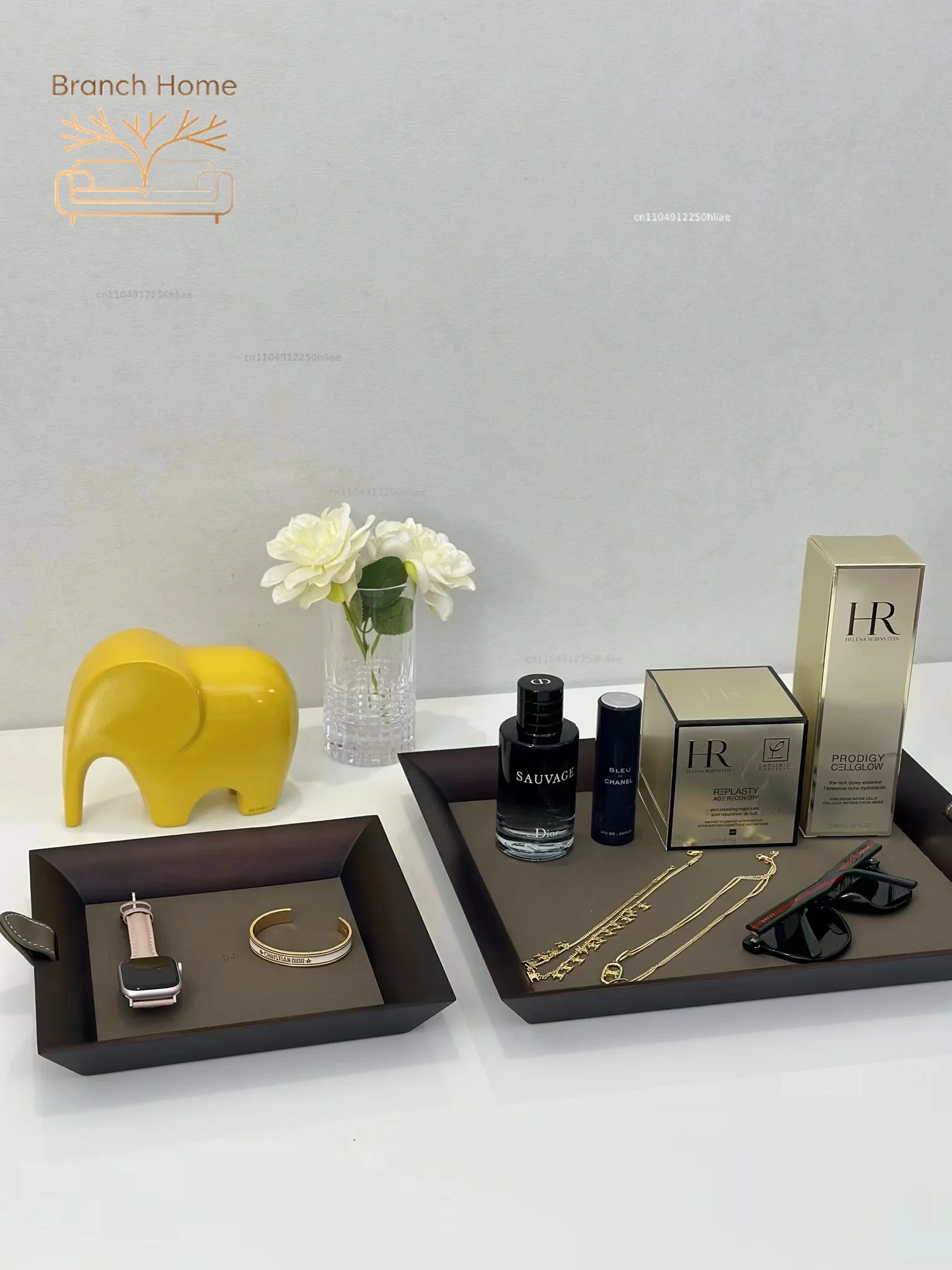 3pcs a set Natural oak calf leather tray Pendant Storage tray