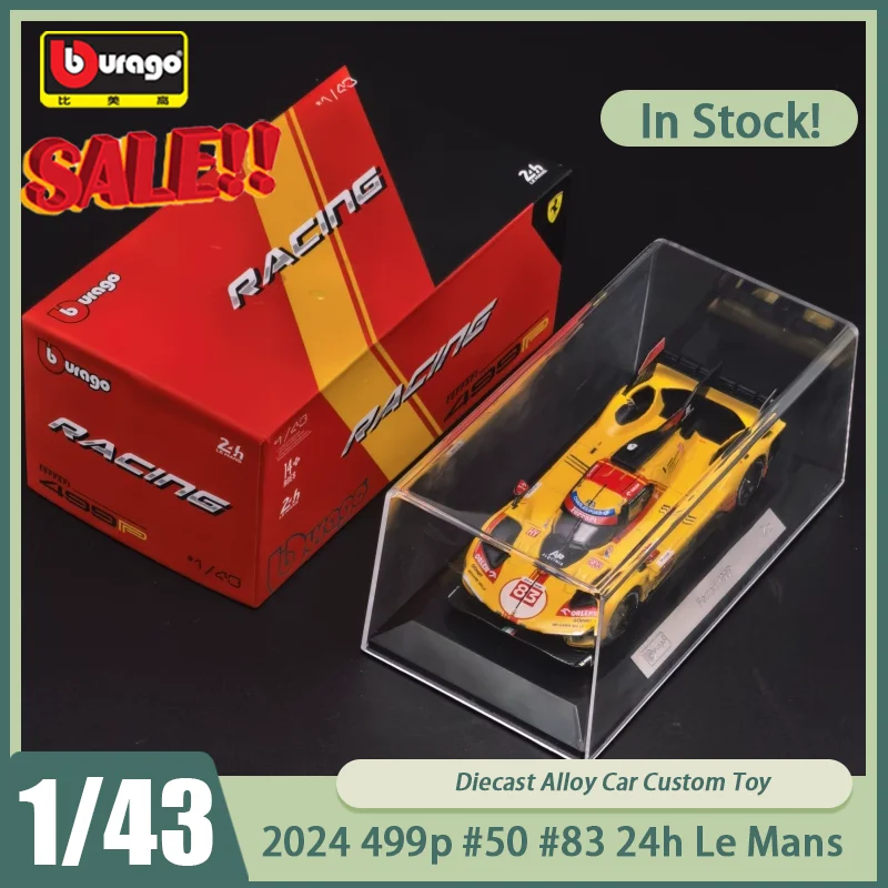 جديد في المخزون Bburago 1:43 2024 499p # 50 # 83 24h لو مان صندوق أكريليك سيارة سبيكة مصغرة دييكاست 499p الحلي ألعاب مخصصة للأطفال #1