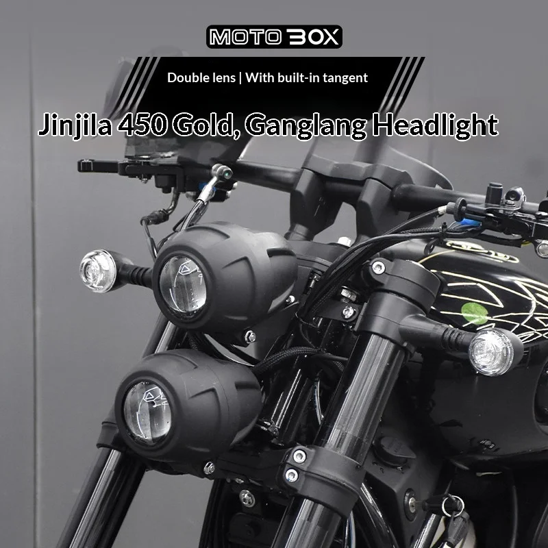 【Premium】For Chinchilla 450/500 Modified Wolverine-style Dual Headlights: Retro LED Super-bright Lens Headlight Assembly Parts