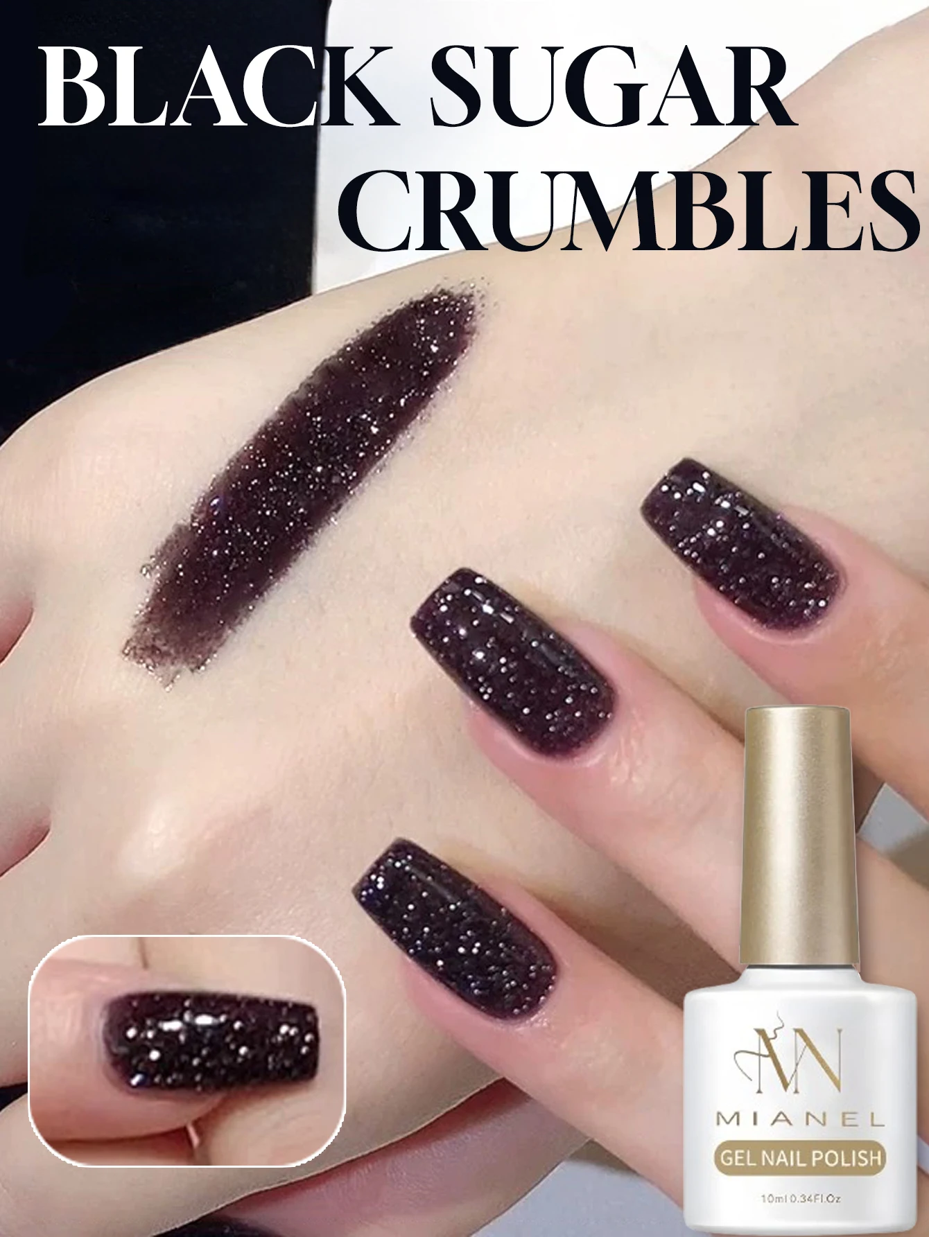 MIANEL 10 مللي 1-12 قطعة الخريف السكر الأسود سحق الماس بريق هلام طلاء الأظافر 2025 ميلارد سحق الماس هلام البولندية