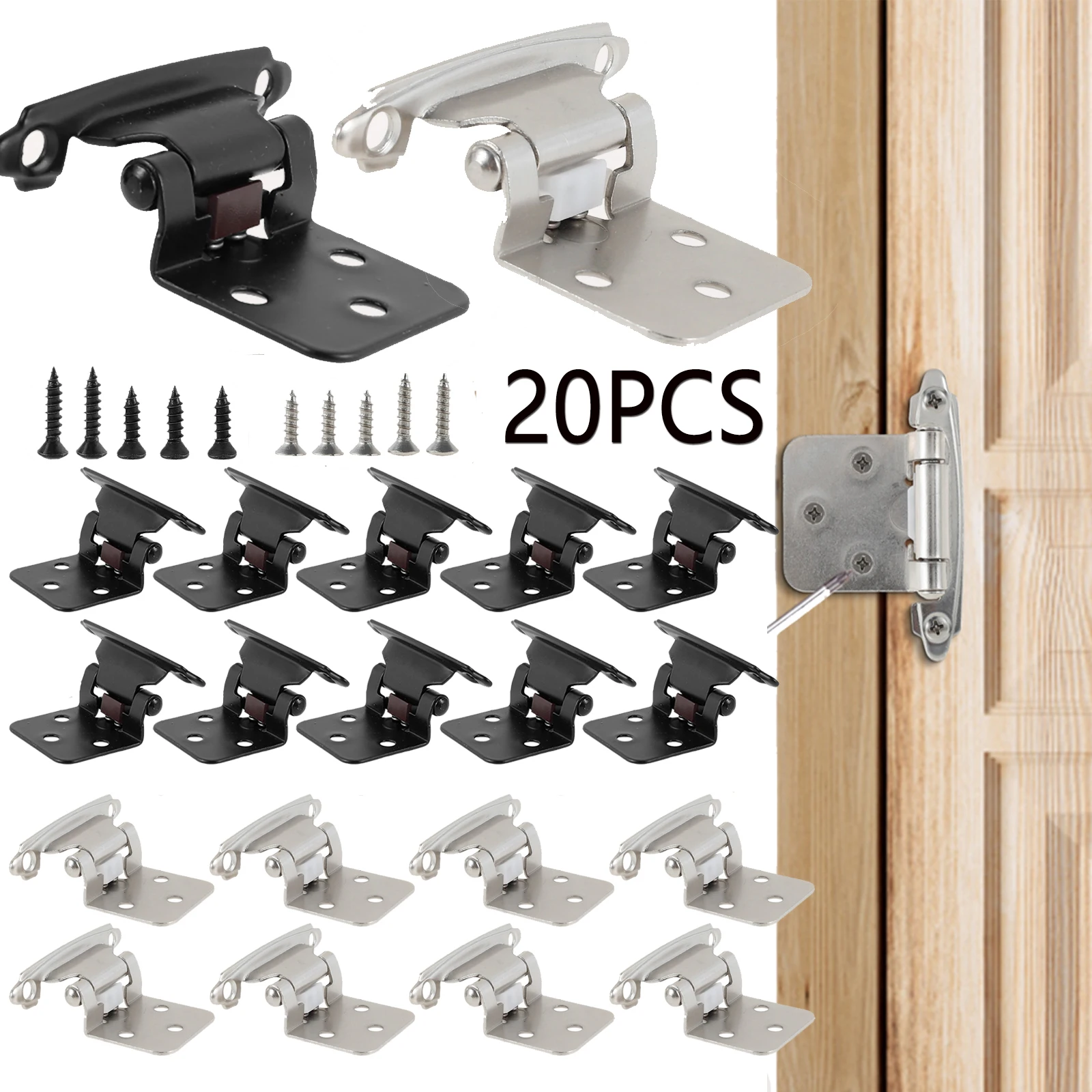 

20PCS 1/2" Overlay Cabinet Hinges Self Closing Frame Cabinet Hinges Steel Cupboard Hinges Kitchen Door Hinges Cabinet Hardware