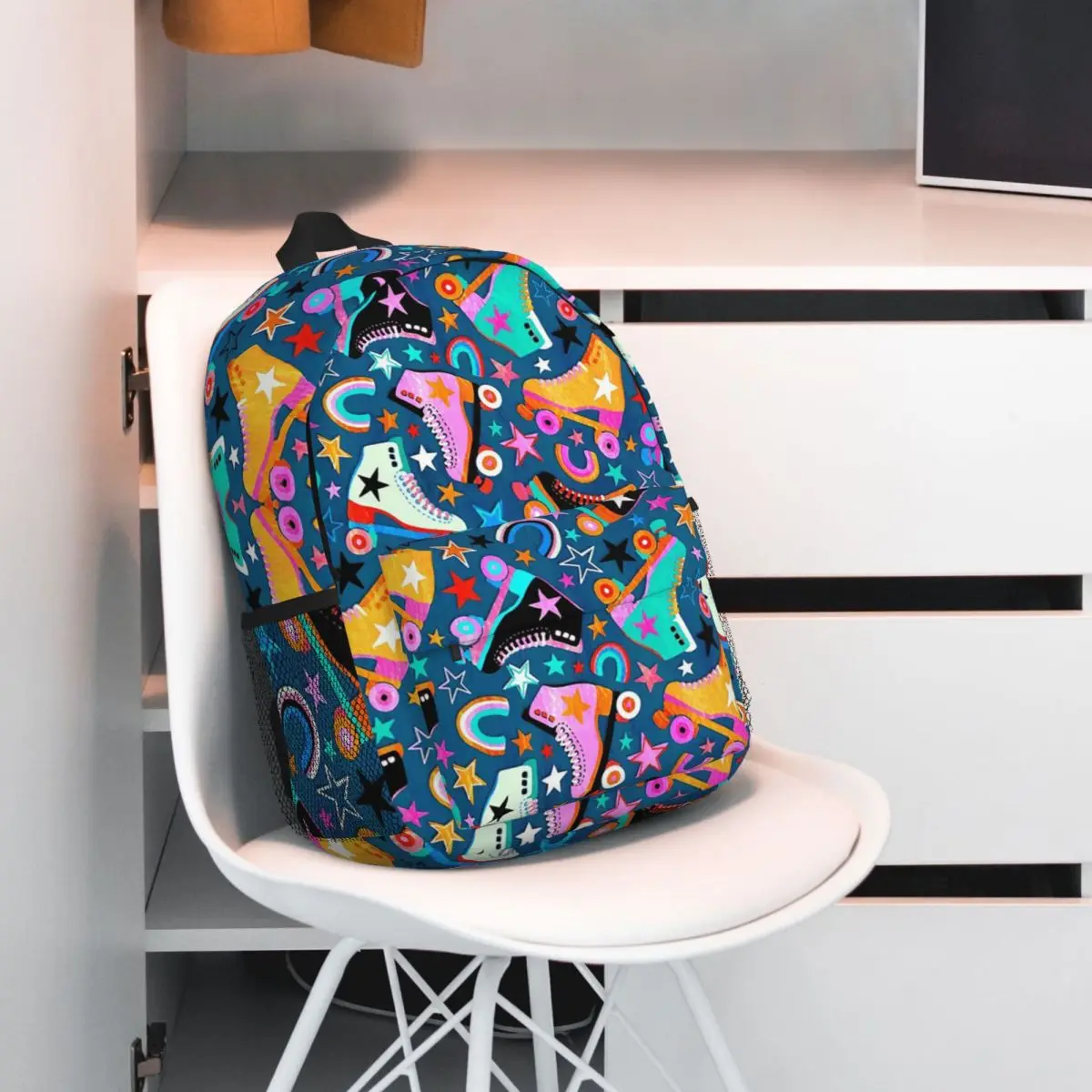 Colorful Graffiti Roller Skate Themed Backpack Student BookBag Children School Bag Laptop Shoulder Bags for Boys Girls