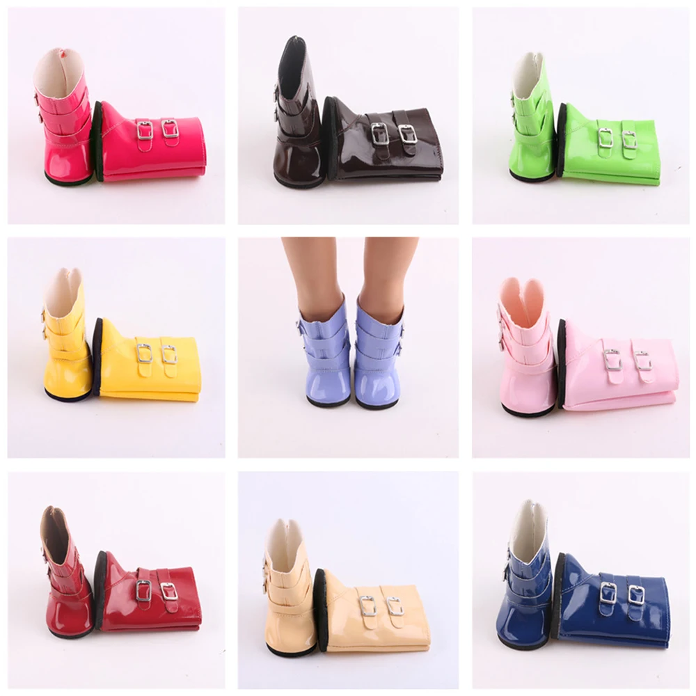 

7 cm Doll Shoes Multicolor High-top Rain Boots Handmade Leather Shoes For 43cm Reborn Baby Dolls &18 Inch AG Doll,Our Generation