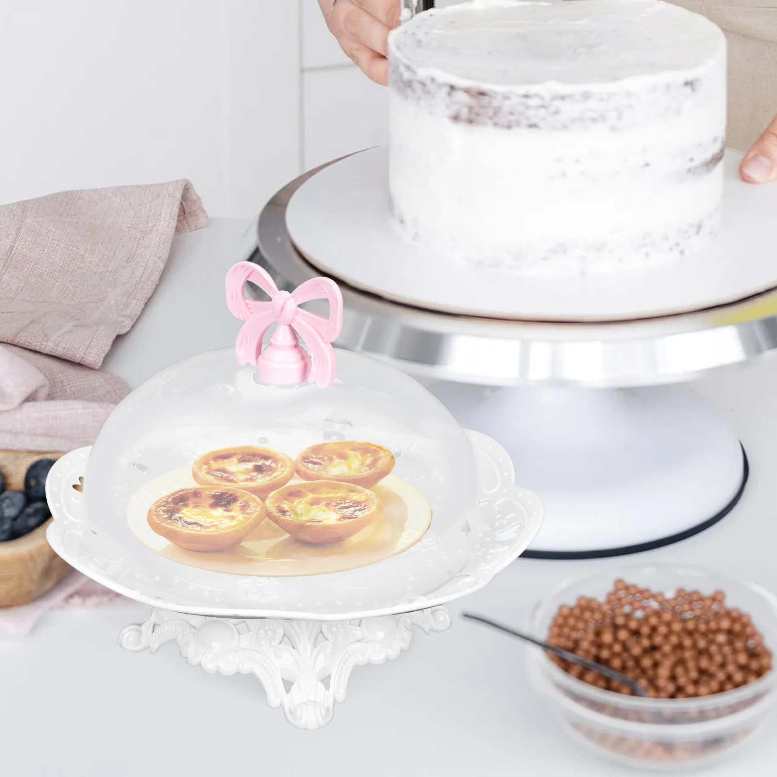 

Dessert St Cake Holder ABS Snacks Dish High Base Dishes White Tea Plate Pastry Tray Bread Trays Long Use Wear Resistance Storage