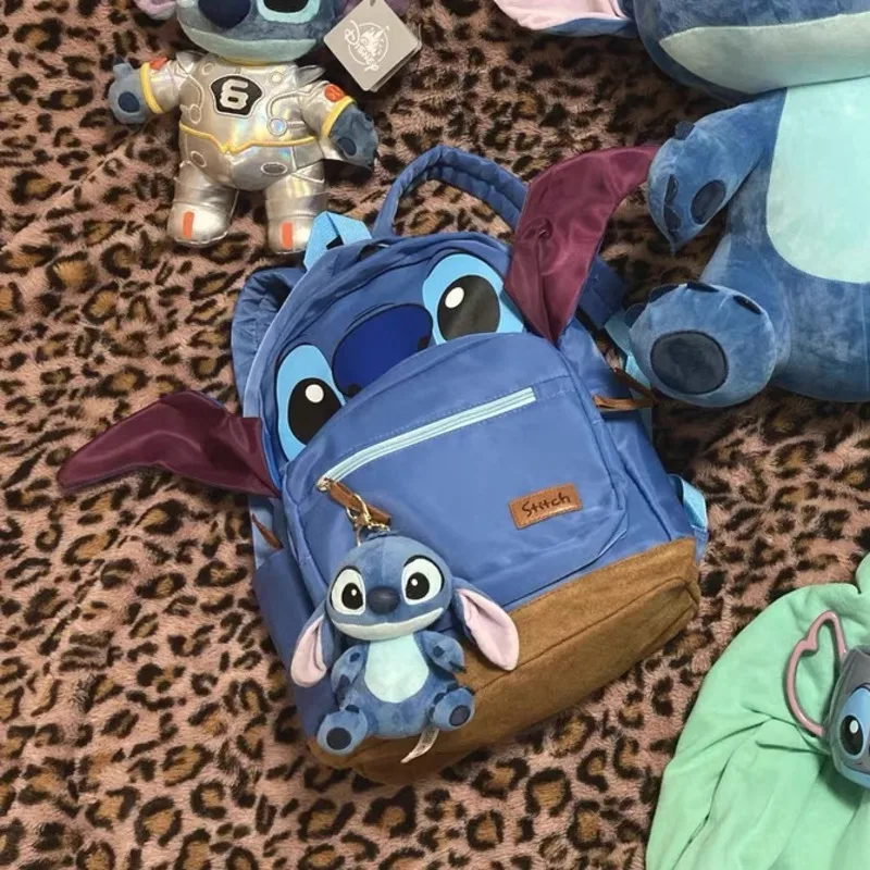 Miniso Disney Stitch Kawaii Backpack Back To School Preppy Style Anime Bag Double Zipper Cute Kids Backpack Casual Bag Girl Gift