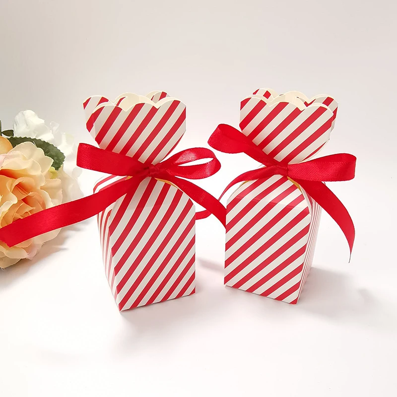 10 Stück Fischschwanz-Vase, Pralinenschachtel, Blumenmuster, Hochzeitstag, Geschenkbox, Verpackung, Box mit Band, Babyparty, Geburtstag, Party-Dekoration – Detail 7
