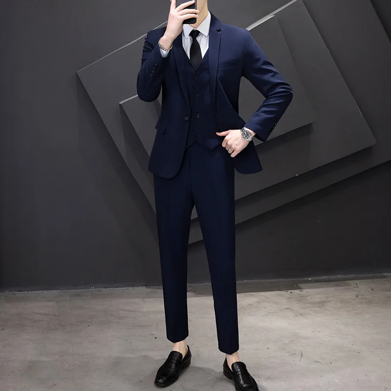 Trajes de estilo coreano para hombre, trajes a la moda que combinan con todo, 202