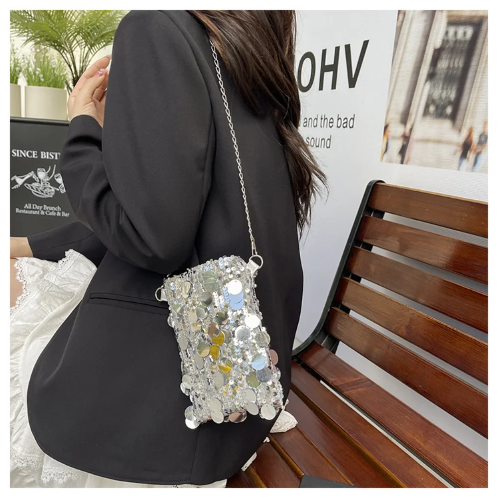 Sparkling Sequin Shoulder Crossbody Bag - usage example