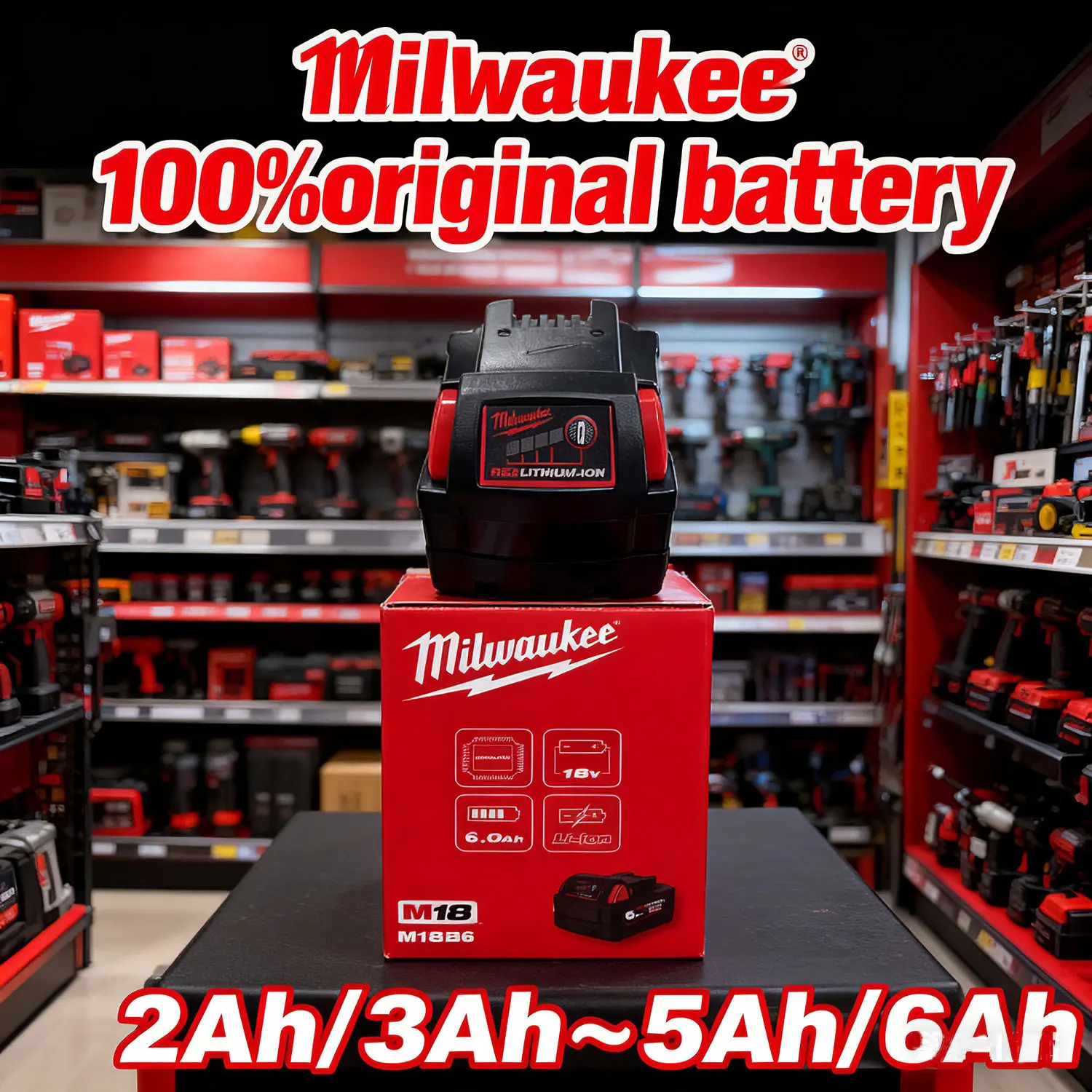 Milwaukee M12/M18 12V Rechargeable Lithium Battery 48-11-2411 48-11-1860 1850 mil-12a lim B6 2Ah/3Ah